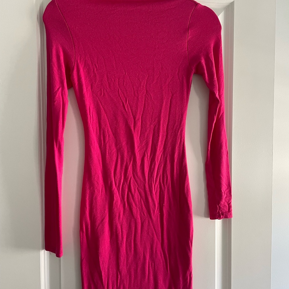 Naked Wardrobe Fuchsia Long Sleeve Dress